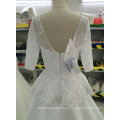 Aoliweiya cuentas / perlas / Rhinestone / vestidos de boda de cristal con 3/4 mangas